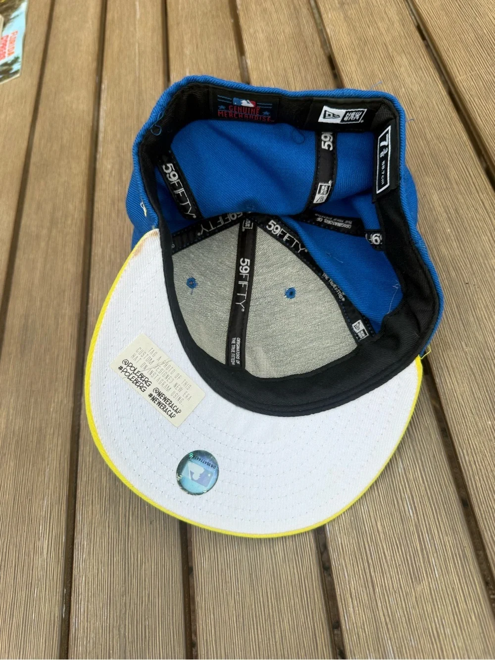 New Era 59FIFTY New York Mets Fitted Hat Blue Yellow Size 7 3/8 MLB Cap